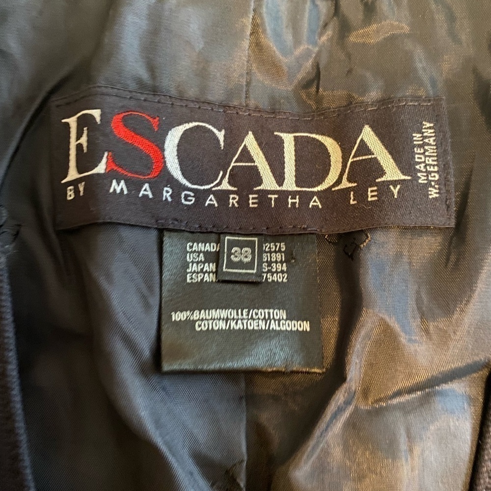 Escada By Margaretha Ley- Vintage Black Floral Embroidered Blazer - Picture 8 of 10